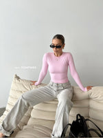 Cargar imagen en el visor de la galería, TANDA 2 | T-SHIRT SLIM FIT CUELLO REDONDO MANGA LARGA - ROSADO
