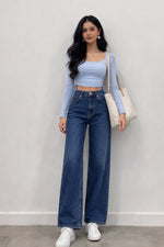 Cargar imagen en el visor de la galería, Jeans wide leg - Blue navy
