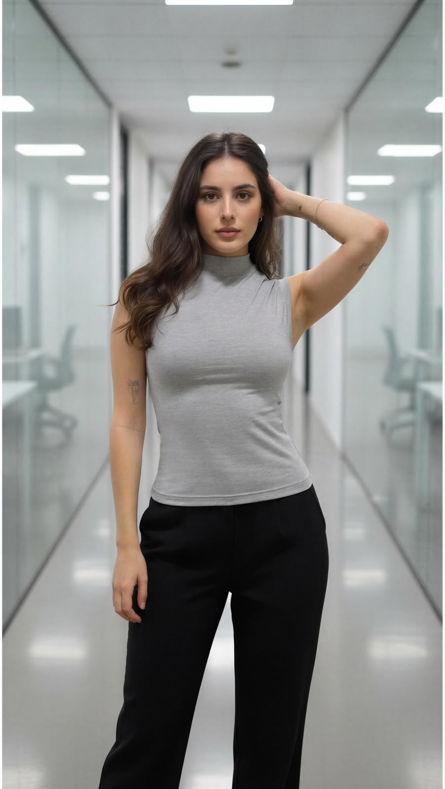 Slim Fit Manga Cero Cuello Ojal  Modelo Hellen Talla L