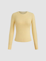 Cargar imagen en el visor de la galería, T-SHIRT SLIM FIT CUELLO REDONDO MANGA LARGA - AMARILLO
